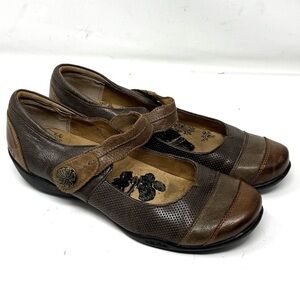 Taos Bravo Brown Leather Mary Jane Shoes Womens Size 10